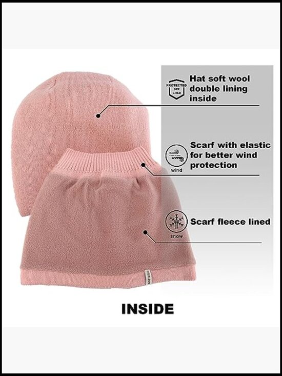 Knit Fleece Lined Beanie & Neck Warmer Set - Winter Wool Hat Scarf main image 7
